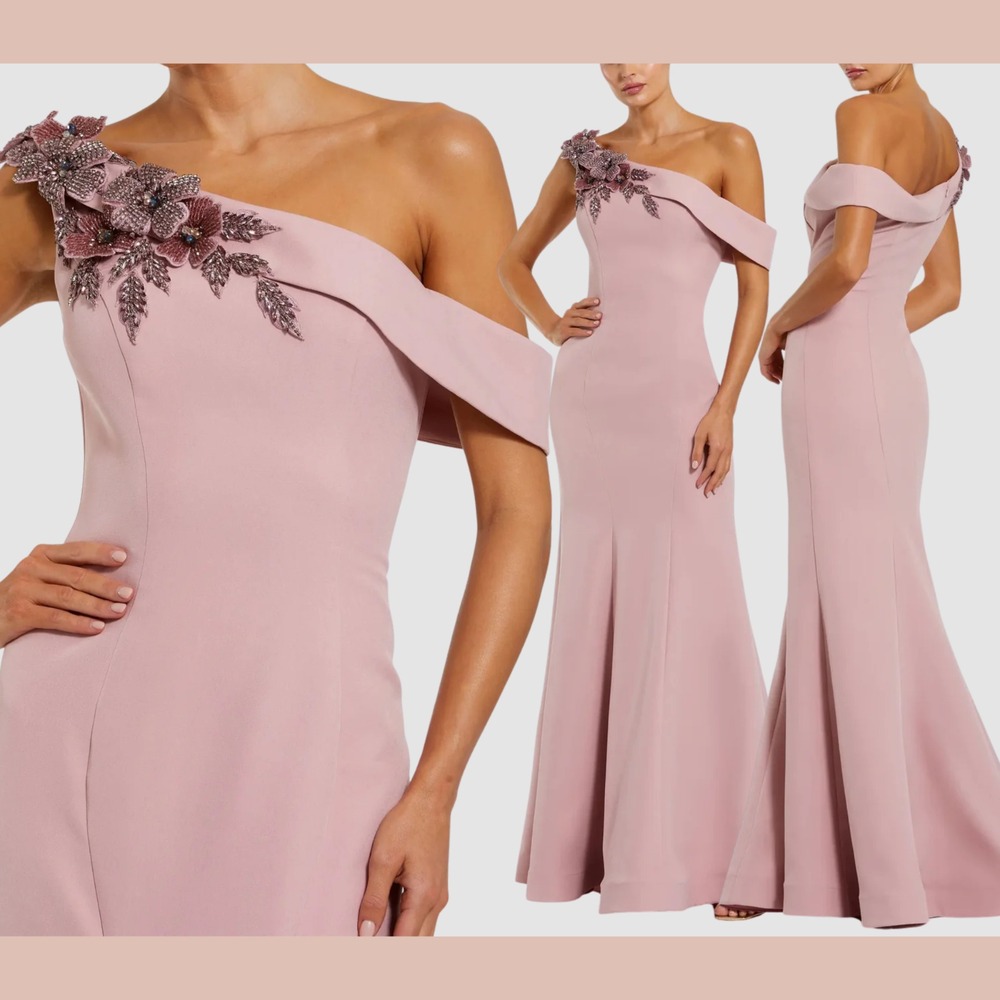 NEW MAC DUGGAL [ 6 ] 11947 One Shoulder Sleeveless Beaded Mermaid Gown J2470